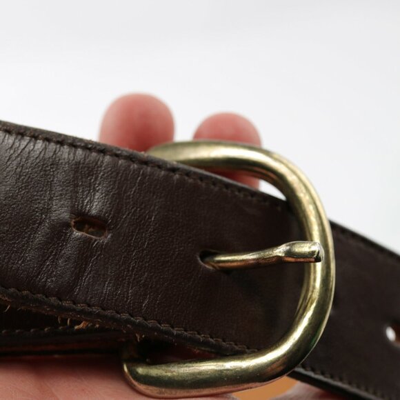 DunDee Mens Belt Size 42 Western Brown Leather Gold Tone Prong D-Ring Buckle - Picture 8 of 12